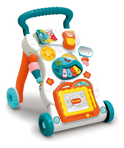Andador Empurrador Infantil Musical Brinquedos Piano Lousa Branco