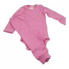 Body Infantil Liso Manga Longa Rosa Baby Duck Feminino