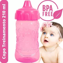 Copo Garrafinha De Agua Infantil Treinamento Antivazamento Cor Rosa