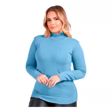 Blusa Tricot Basica Gola Alta Premium Feminino Lisa Inverno