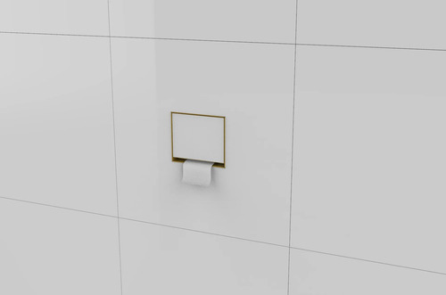 Suporte Papel Higiênico Embutir Parede Porcelanato Dourado Dourado