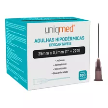 Agulha Hipodermica 22g 25x7 (22gx1) Cx/100 Uniqmed