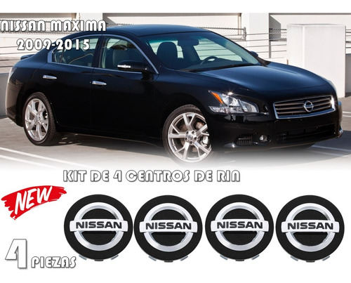 Kit De 4 Centros De Rin Nissan Maxima 2009-2015 Negro 56 Mm Foto 2