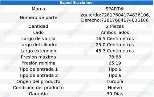 Par De Amortiguadores Cofre Tiburon De 2003 A 2006 Spart Foto 2