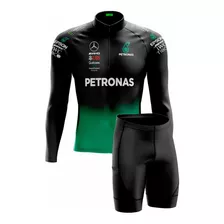 Conjunto Camisa Manga Longa E Bermuda Petronas Bike Ciclismo