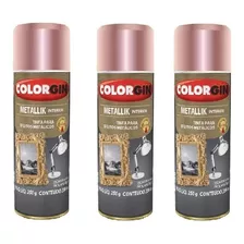 Kit 3 Spray Colorgin Metallik 350ml Rose Gold 56 Int