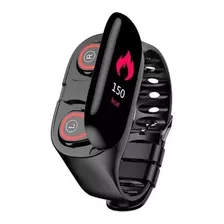 Smart Watch Digital Incluye Un Par De Audífonos Bluetooth Color De La Caja Negro Color De La Malla Negro