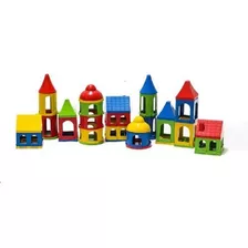 Blocos Montar Castelo 48 Peças Brinquedo Educativo Criança