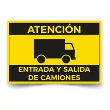 Señalética Atención Entrada Y Salida De Camiones 60x40cm Met