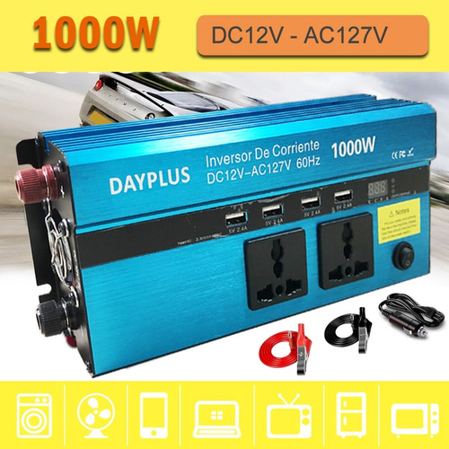 Inversor Corriente Potencia Para Coche 1000w Con Encendedor