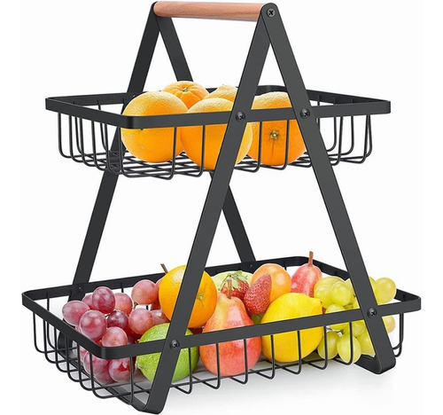 Frutero Cesta De Cocina Organizador Fruta Pan 2 Niveles Rack