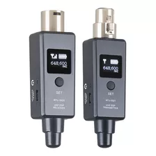 Transmissor E Receptor P/ Microfones Instrumento Camera Xlr Cor Preto