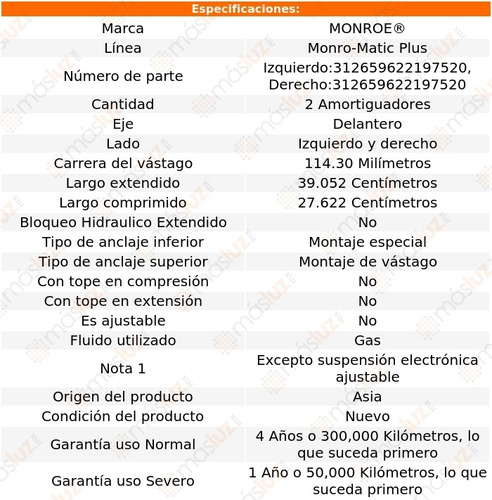 Kit 2 Amortiguadores Del Monro-matic Plus Tahoe V8 5.3l 00 Foto 3