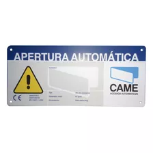 Letrero De Aviso Peligro Para Puertas Automáticas Came