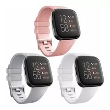 3 Mallas Para Fitbit Versa Gray, Peach, White / - Small