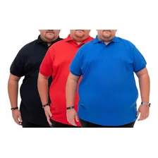 Kit Camisetas Gola Polo Plus Size Masculino G1 Ao G5 C/ 3un.