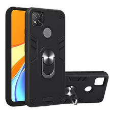 Funda Case Para Xiaomi Redmi 10a Con Anillo Metálico Negro