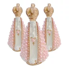 Kit 12 Nossa Senhora Aparecida Pérola 10cm Rosa