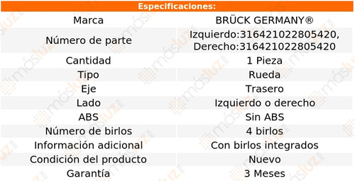 1_ Maza Rueda Trasera Izq O Der Vectra L4 2.2l 98/05 Bruck Foto 2