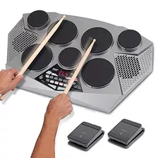 Pyle Electronic Drum Set Pad With Built In Speakers Foot Pe