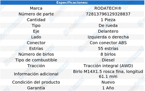 1 Maza De Rueda Del Excursion V8 6.0l 03 Al 05 Rodatech Foto 5