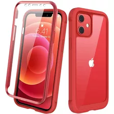 Funda Roja Para iPhone 12 Con Protector De Pantalla