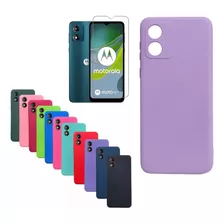 Funda Motorola Moto E13 Silicona Protector Exclusivo + Glass