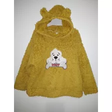 Buzo Peluche Elastizado Con Capucha Y Orejitas Bebé Talle 6.