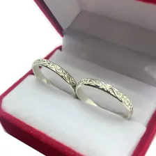 Alianzas Plata 925 Y Oro Anillos Labradas Compromiso 3mm