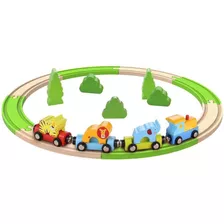 Conjunto De Trem E Pista Madeira - Tooky Toy