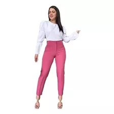 Pantalón De Vestir Tiro Alto Con Pinzas Elegante Cubre Abdom