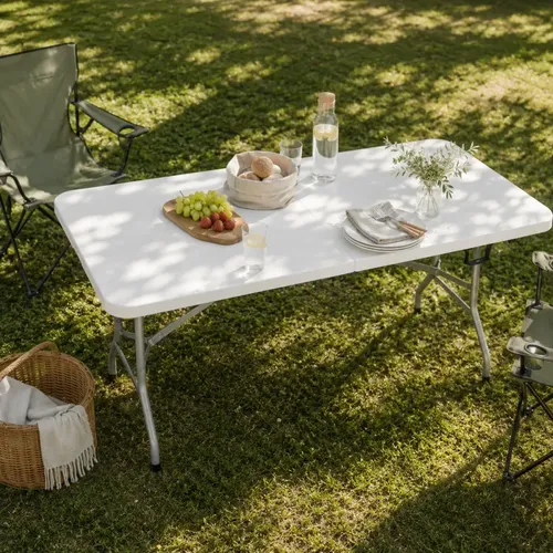 Mesa Plegable Picnic Para Jardin Exterior 180x74 Cm Calidad Superior Material 100 % Virgen Camping Portatil Picnic Unica Blanca En El Mercado