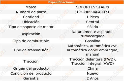 (1) Rep Soporte Trans Ctral Lancer L4 2.0l 08/14 S Star Foto 2