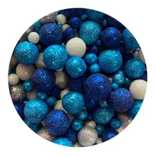 Perla Comestible Diamantada Mix Azul Plateado Cupcakes