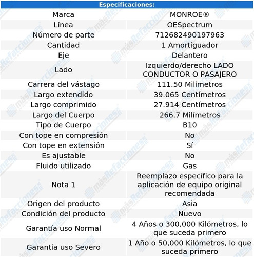 Amortiguador Oespectrum Conductor O Pasajero Del Qx56 04-10 Foto 3