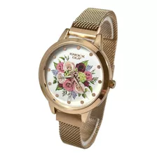 Reloj Knock Out Mujer Malla Tejida Iman Flores 0902-175