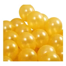 50 Unid Balão Bexiga Pérola Dourado Amarelo 9 Pol Perolizado