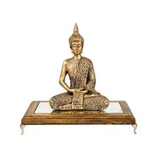 Kit Luxo Buda Tibetano Aparador Madeira Espelhado Decorativo