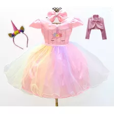 Vestido Unicornio Infantil Festa Luxo 1 Ao 12 Anos E Bolero 