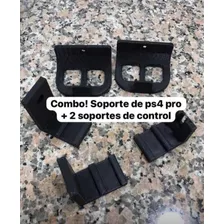 Combo Soporte De Pared Ps4 Pro + 2 Soportes De Control