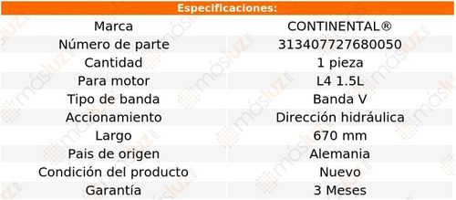 Banda 670 Mm Acc Excel L4 1.5l 86/89 Direccin Hidrulica Foto 4