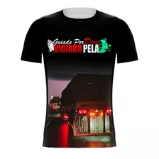 Camiseta Caminhoneiro Guiado Por Deus Vigiado Pela Lua