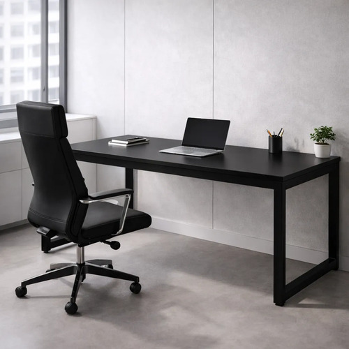 Mesa Industrial 150cm Para Escritórios Com Pés Metalon Preto