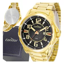 Relógio Condor Masculino Speed Dourado Grande Aço Inoxidável Luxo 