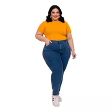 Calça Jeans Feminina Com Lycra Cintura Alta Skinny Plus Size