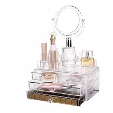 Cosmetiquero Acrílico Organizador De Maquillaje Con Espejo