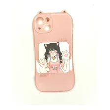 Carcasa iPhone 14 Rosa Pastelchica Estilo Anime.