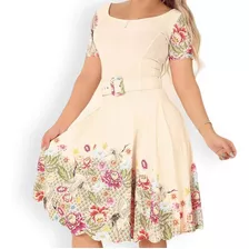 Vestido Florido Feminino Boneca Moda Evangelica Rodado