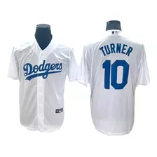 Camiseta Casaca Baseball Mlb Dodgers Blanca Tunner 10 - M