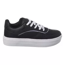 Tenis Feminino Casual Preto Com Recortes Confortável